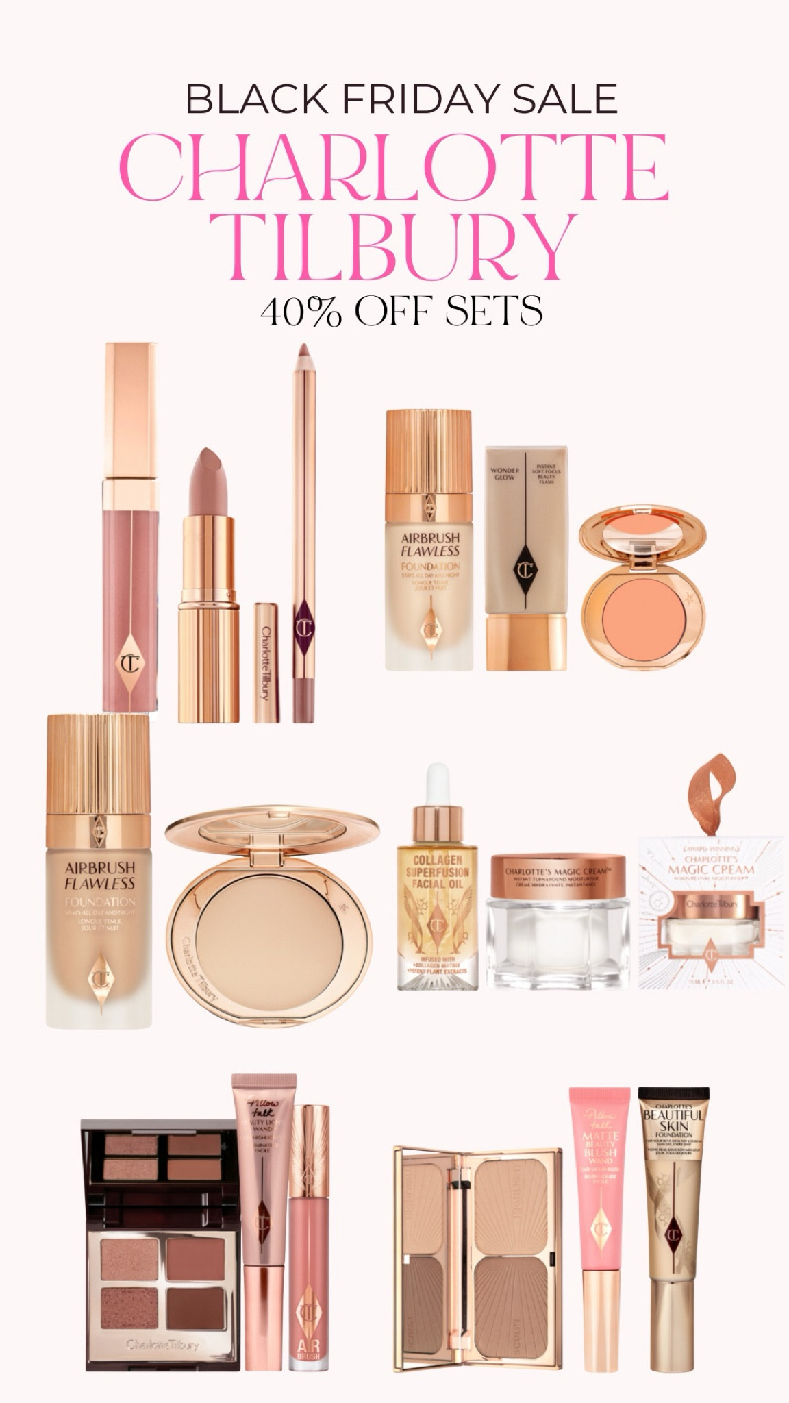 Charlotte Tilbury Black Friday sales! 40% off sets. 

Black Friday/ makeup/ beauty products/ Black Friday sales 



#LTKCyberWeek #LTKBeauty #LTKGiftGuide