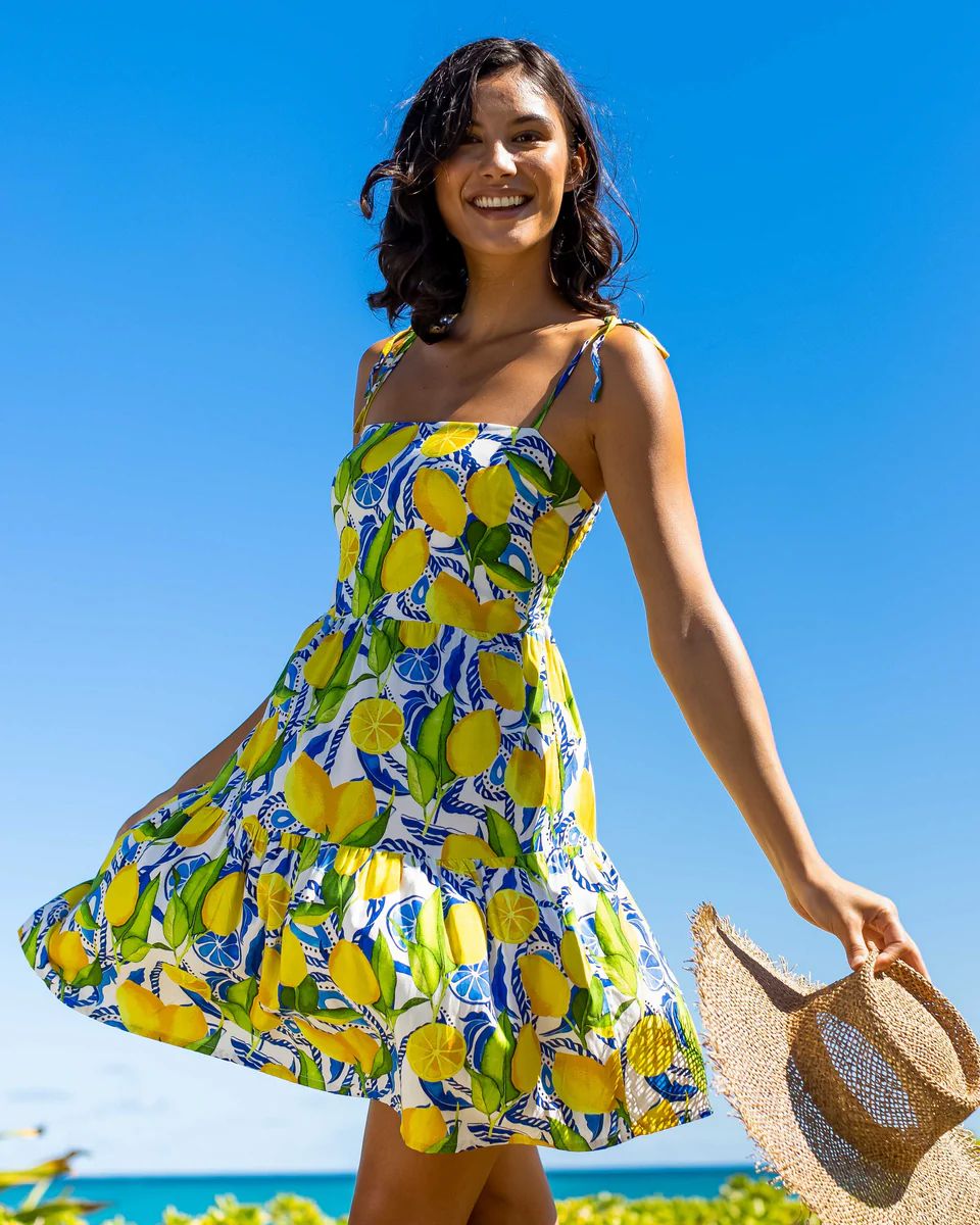 The Positano - Mini Resort Dress by Kenny Flowers | Lemon Print Dress | Kenny Flowers