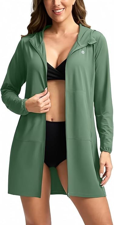 Women's UPF 50+ Swim Cover Up Sun Protection Hoodie Long Jacket SPF Lightweight Beach Cover Ups f... | Amazon (US)