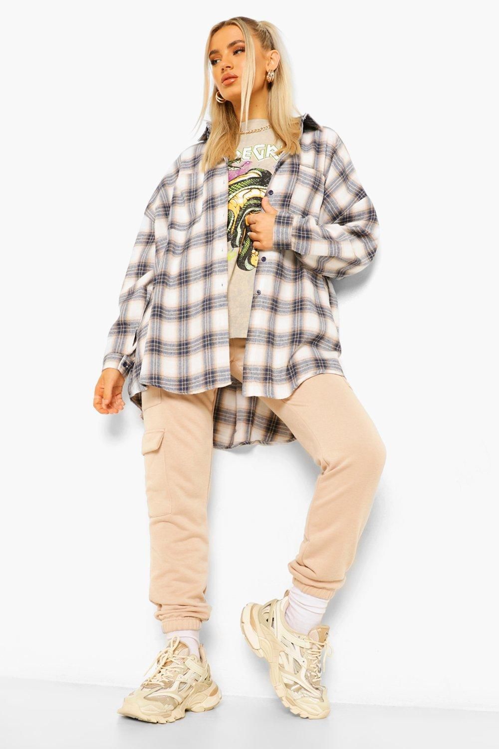 Extreme Oversized Flannel Shirt With Pockets | boohoo (US & Canada)