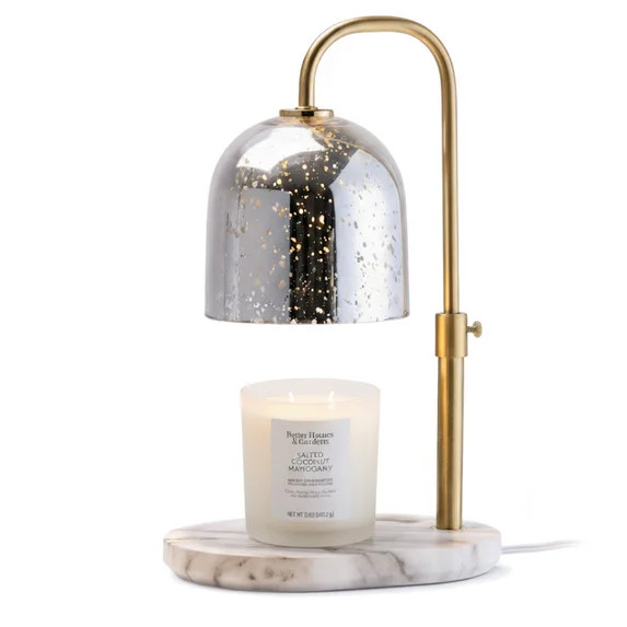 Better Homes & Gardens Candle Warmer Lamp, Glass Shade with Adjustable Gold Metal Pole, Flameless | Walmart (US)