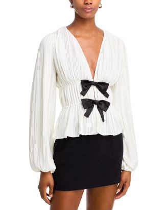 WAYF Pleated Front Bow Top  | Bloomingdale's Women | Bloomingdale's (US)
