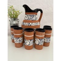 Handmade Mexican Terracotta Pitcher & Cup Set, Agua Fresca, 7Pc | Etsy (US)