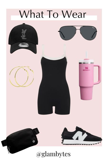 What to wear
Spring outfits, romper, active wear, new balance ysl baseball cap
