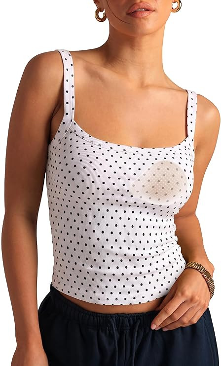 SUUKSESS Women Cotton Rib Padded Tank Tops Sleeveless Spaghetti Strap Square Neck Tops Summer Cam... | Amazon (US)