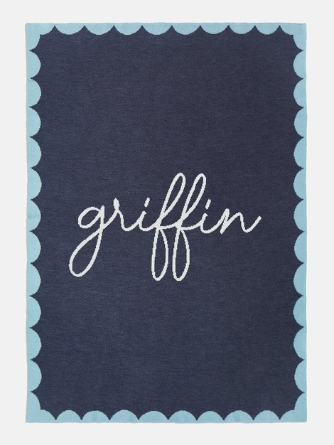 Subtly Scalloped Blanket - Navy / Blue | BaubleBar (US)