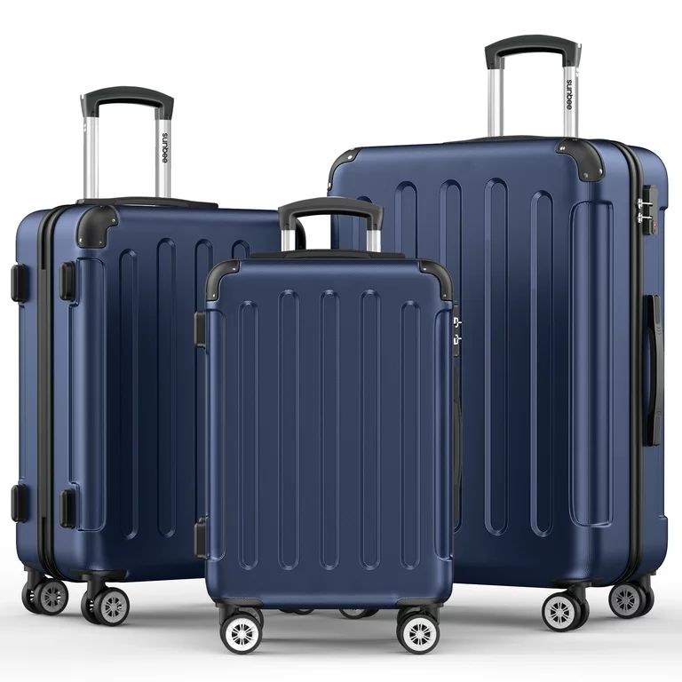 Sunbee 3 Piece Luggage Sets Hardshell Lightweight Suitcase with TSA Lock Spinner Wheels, Deep Blu... | Walmart (US)