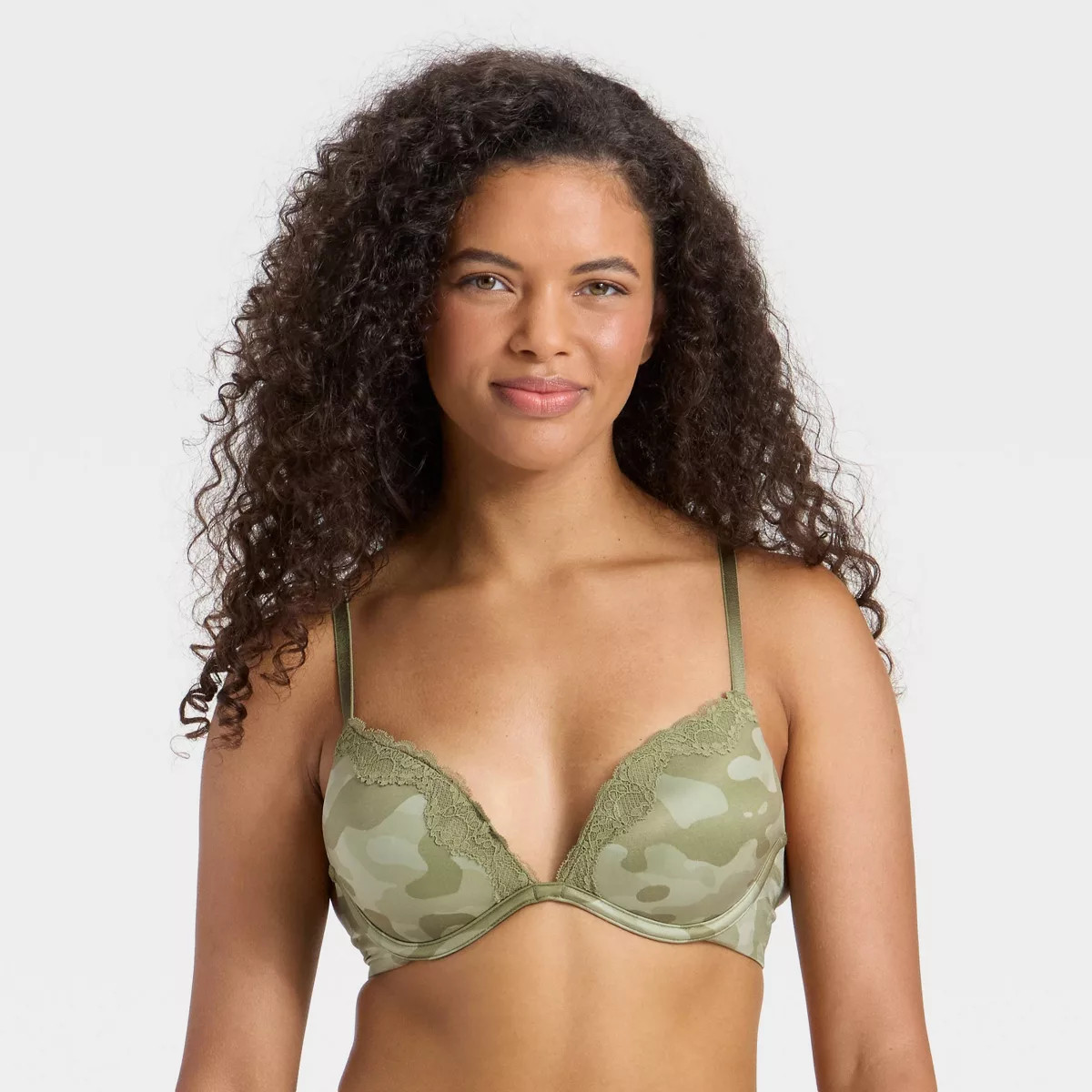 Women's Lace Trim Super Push-Up Bra - Wild Fable™ Green 36B | Target