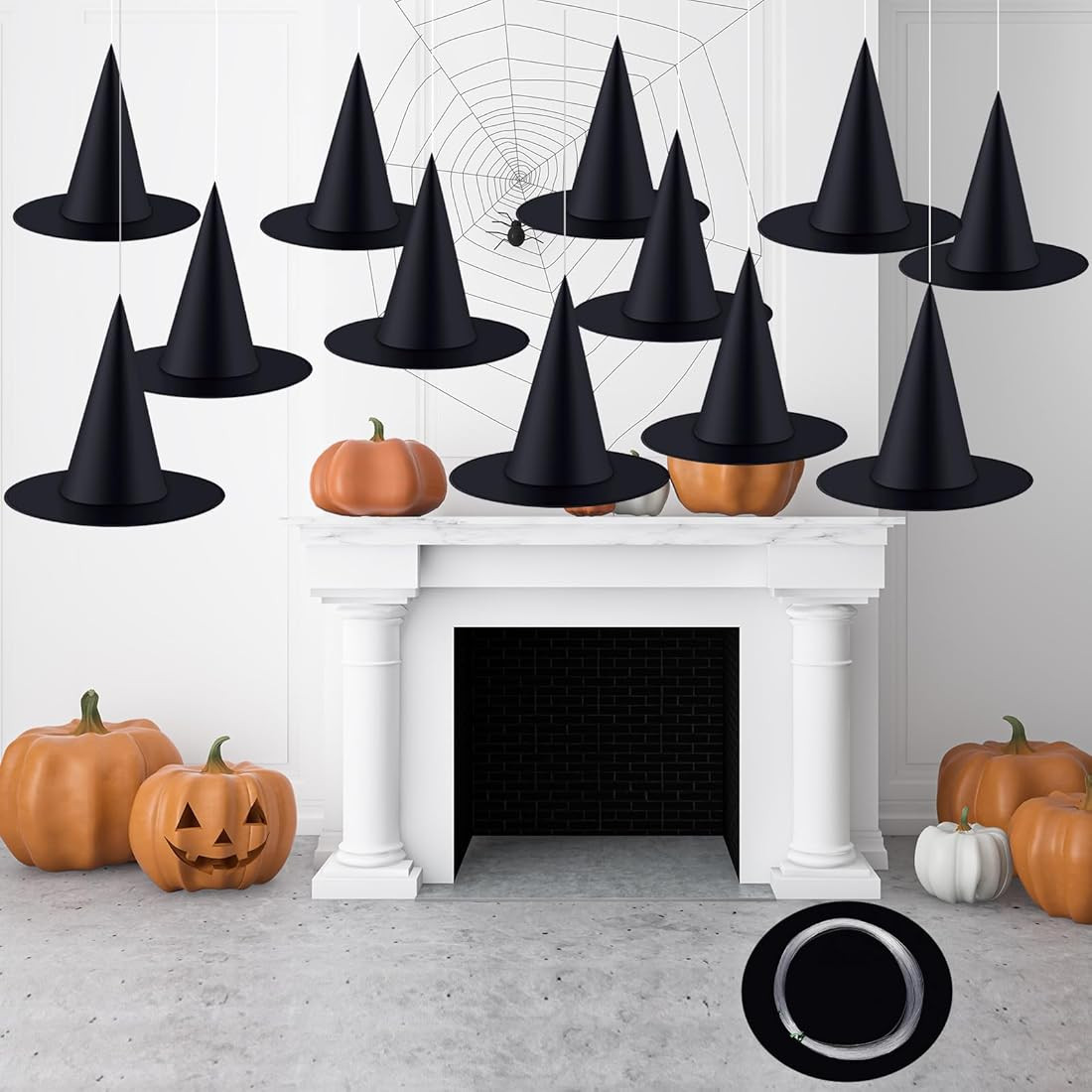 Gejoy 10 Pieces Halloween Decorations Witch Hat Hanging Witch Hat with 246 Feet Hanging Rope Acce... | Amazon (US)