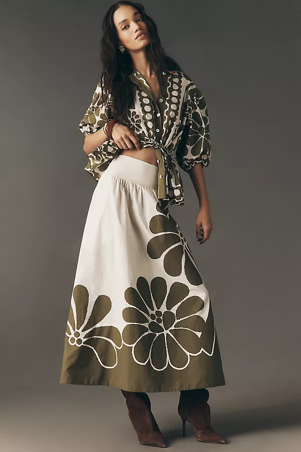 Farm Rio Palmero Midi Skirt | Anthropologie (US)