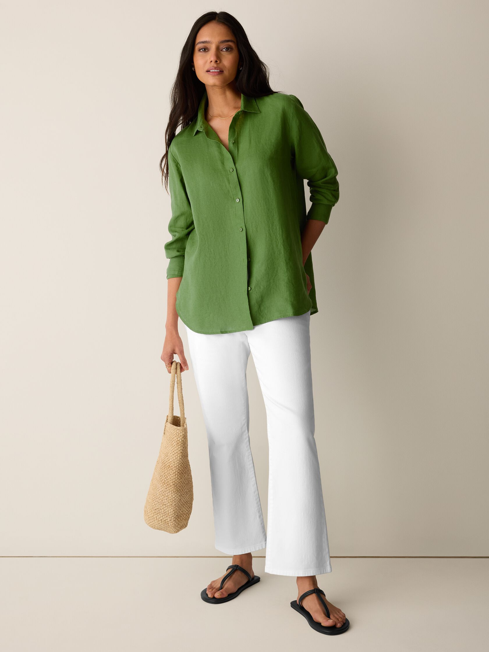 Organic Handkerchief Linen Classic Collar Shirt | Eileen Fisher