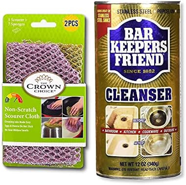 The Crown Choice Non Scratch Scrubber and Bar Keepers Friend Cleanser Powder - Multipurpose, Stainle | Amazon (US)