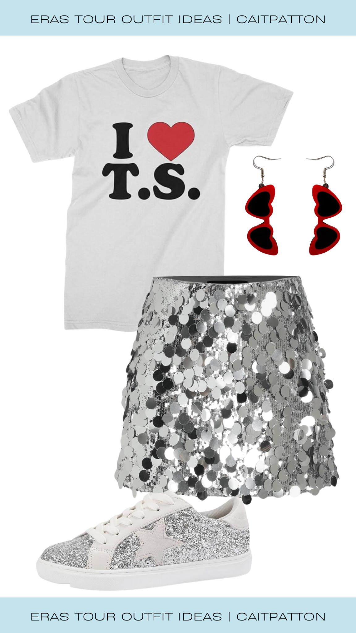 Iconic I heart TS shirt outfit idea for the eras tour! Taylor swift tee, Taylor swift t shirt, sparkly skirt, sequin skirt, eras tour skirt, eras tour top, sparkly sneakers, metallic sneakers, glitter sneakers, 1989 outfit ideas, eras tour outfit ideas, 1989 eras outfit ideas, 1989 eras tour outfit ideas, 1989 outfits, 1989 eras outfits, 1989 era, 1989 eras tour, Taylor swift outfit, Taylor swift 1989 outfit, 1989 outfit, amazon 1989 outfit, eras tour outfit ideas, eras tour outfits, Taylor swift eras tour, Taylor swift eras tour outfit, Taylor swift eras tour outfits, Taylor swift eras tour outfit idea 

#LTKFindsUnder50 #LTKShoeCrush #LTKFindsUnder100