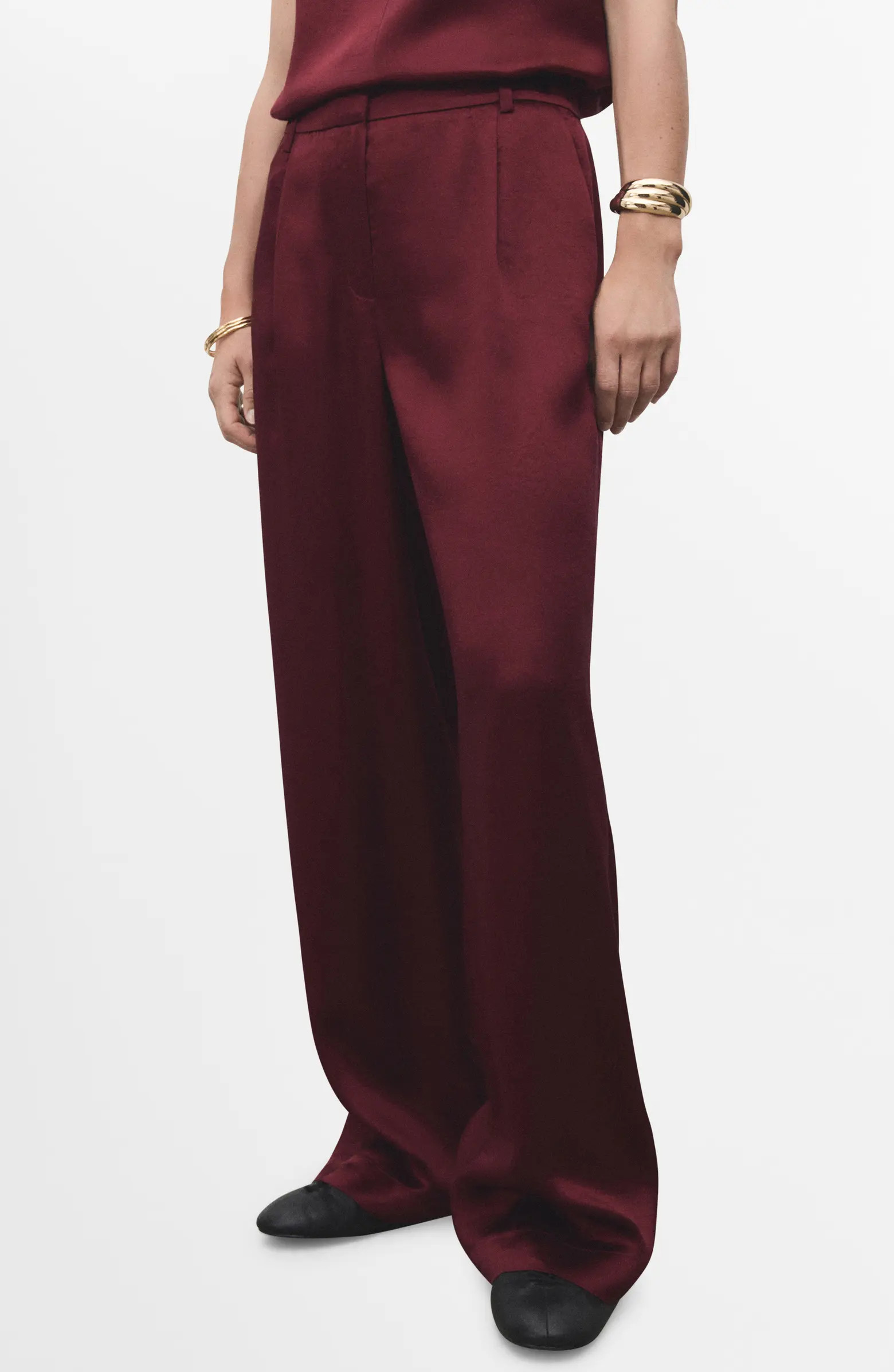 MANGO Wide Leg Satin Pants | Nordstrom | Nordstrom