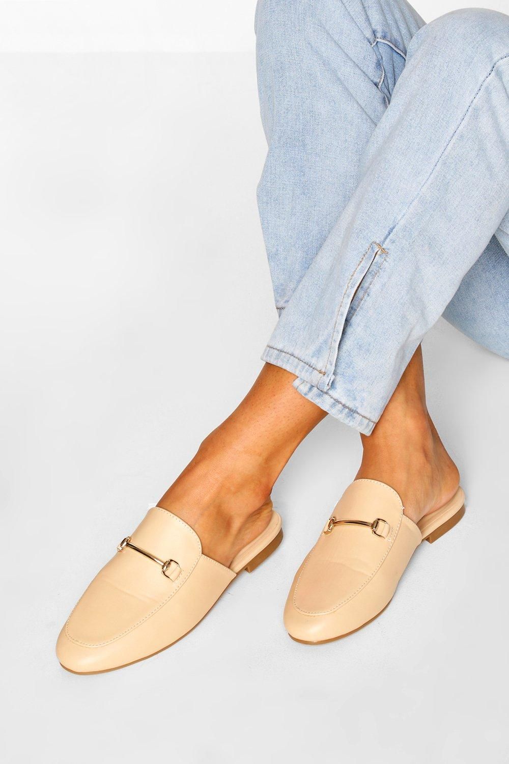 Womens Basic Mule Loafers - White - 5 | Boohoo.com (US & CA)