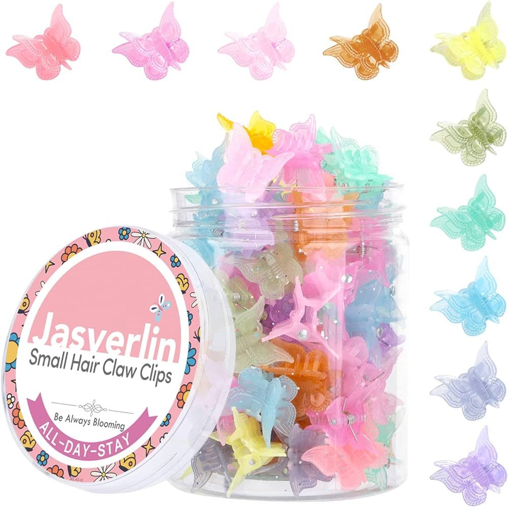 JASVERLIN Butterfly Clips for Hair 50pcs, Cute Mini Small Hair Accessories for Kids Toddler Girls... | Amazon (US)