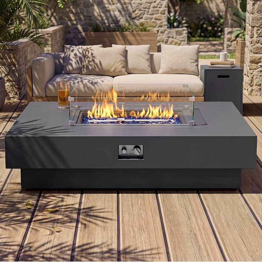 60-inch Outdoor Propane Fire Pit Table for Outside Patio Grey | Amazon (US)