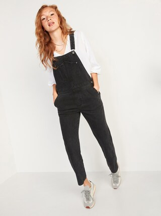 Slouchy Straight Black Jean Overalls for Women | Old Navy (US)