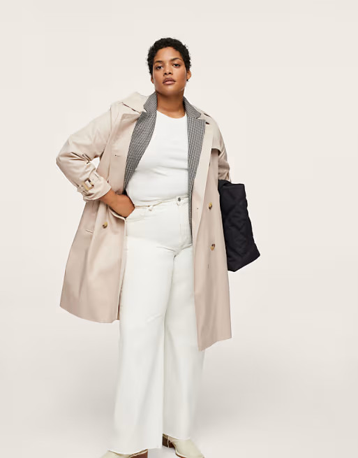 Mango Curve trench coat in beige | ASOS | ASOS (Global)