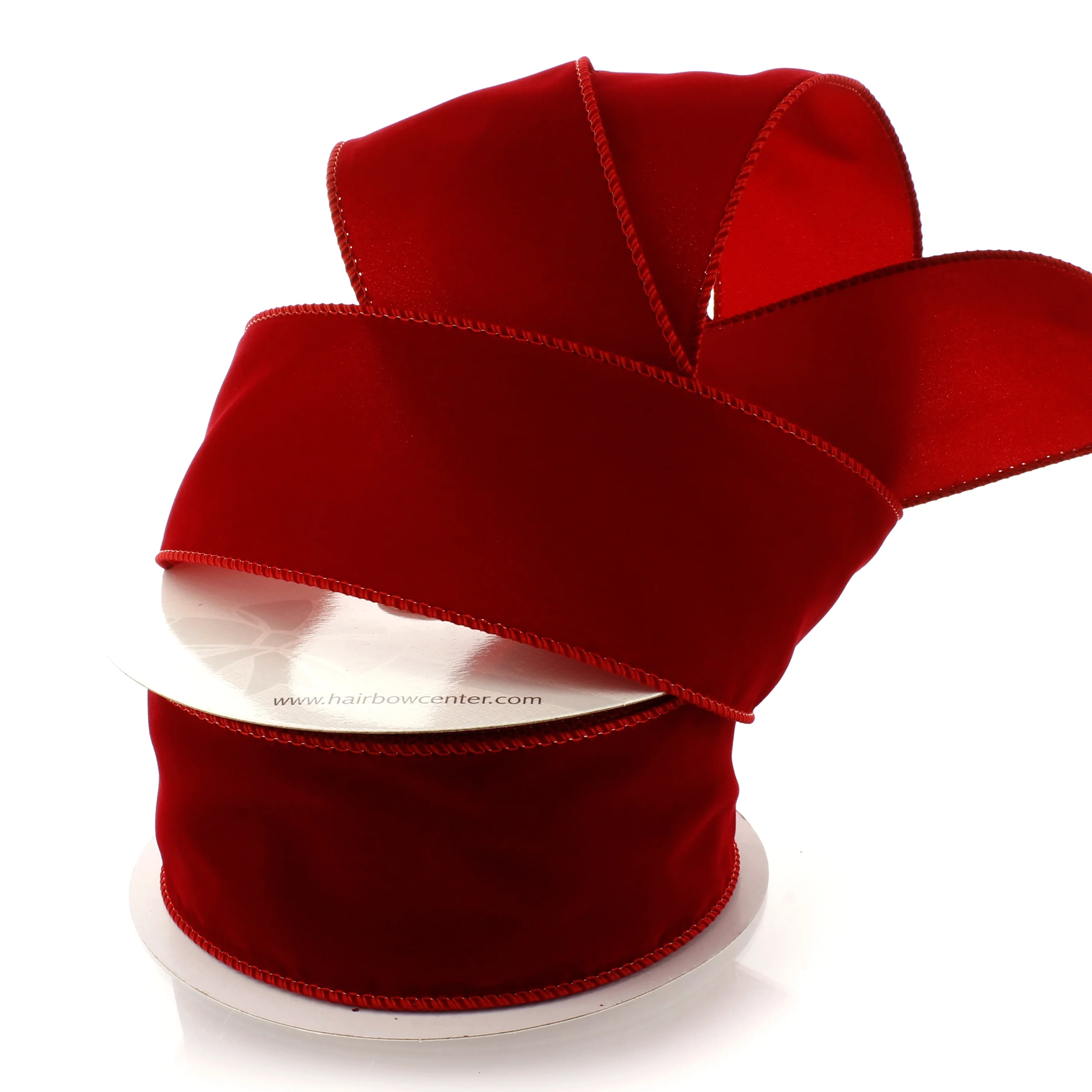 Ribbon Traditions 2.5" Wired Suede Velvet Ribbon Red - 25 Yards - Walmart.com | Walmart (US)