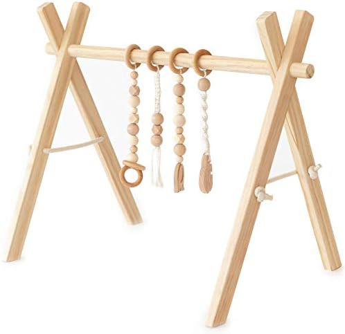 Wooden Baby Play Gym I Baby Activity Gym l Mobile Baby Exercise Activity Set for Newborn with 4 T... | Amazon (US)