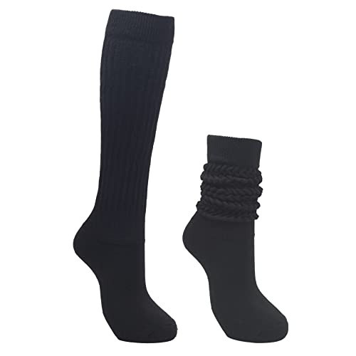 Intgoodluckycc Black Slouch Scrunch Socks for Women, Scrunch Long High Tube Socks (1 Pair - Black) | Amazon (US)