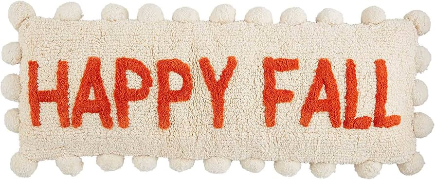 Mud Pie Tufted Happy Fall Pillow, 11" x 30", Orange | Amazon (US)