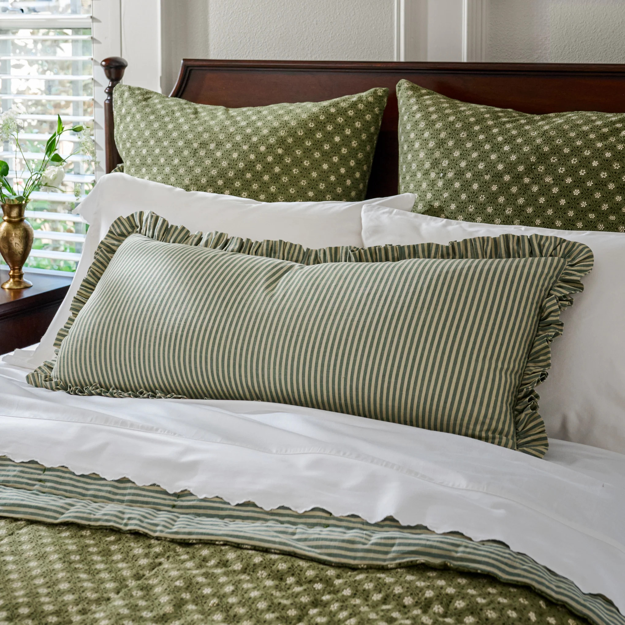 Thea Reversible Large Lumbar Pillow with Ruffle Edge | Magnolia