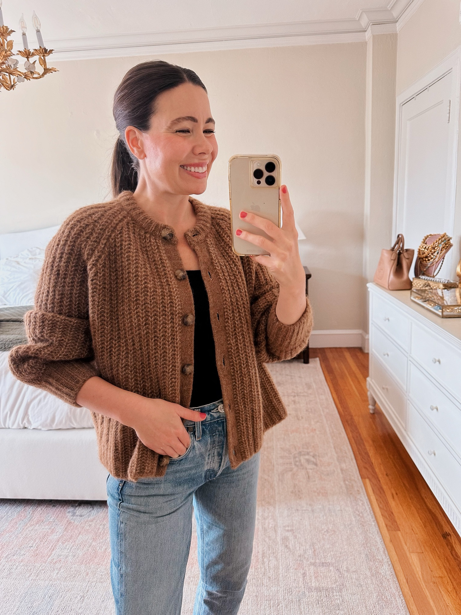 First purchase of fall! Sézane Emile cardigan in mottled brown, size XS 

Black and brown, emile cardigan, sezane 

#LTKStyleTip #LTKHome #LTKSeasonal