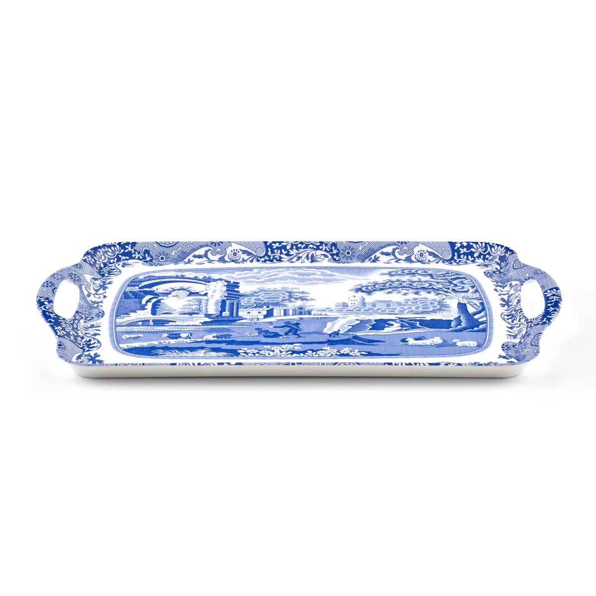 Pimpernel Blue Italian Large Melamine Hndld Tray 18.9 X11.6 | Perigold