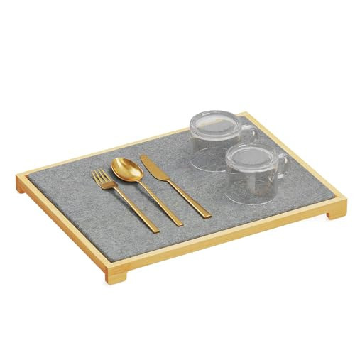 SpaceAid Stone Drying Mat for Kitchen Counter, Bamboo Rack Dish Pad, Instant Dry Diatomaceous Earth Mat Dishes, Stone Dish Fast Drying Mat Board (15.8 x 11.8 inch, Gray) | Amazon (US)