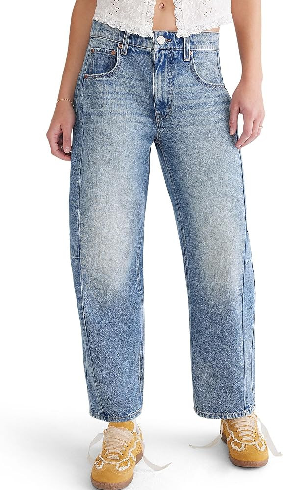 AEROPOSTALE Womens Mid-Rise Barrel Leg Jean | Amazon (US)