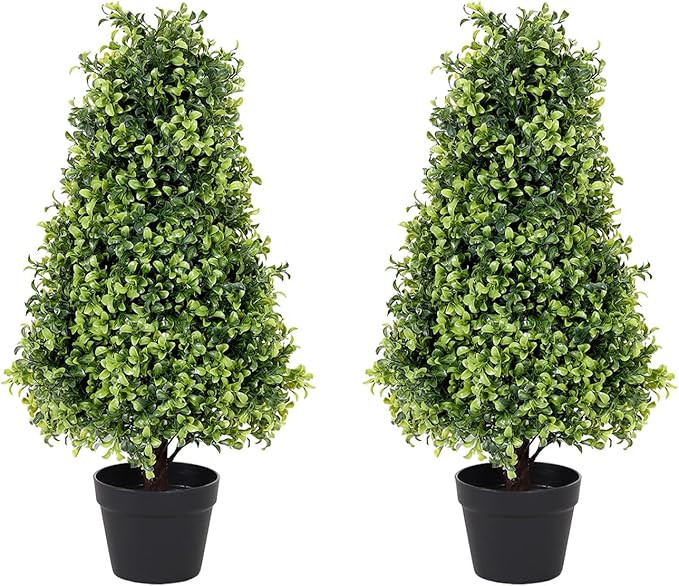 2.5ft Topiary Trees Artificial Outdoor 30 inch, Faux Boxwood Plants Outdoor, Artificial Trees Fak... | Amazon (US)