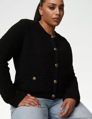 Cotton Blend Textured Knitted Jacket | Marks & Spencer (UK)