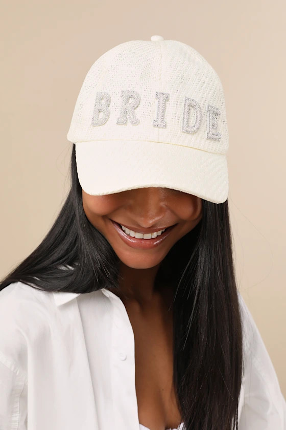 Talitha Ivory Woven Pearl Bride Baseball Hat | Lulus