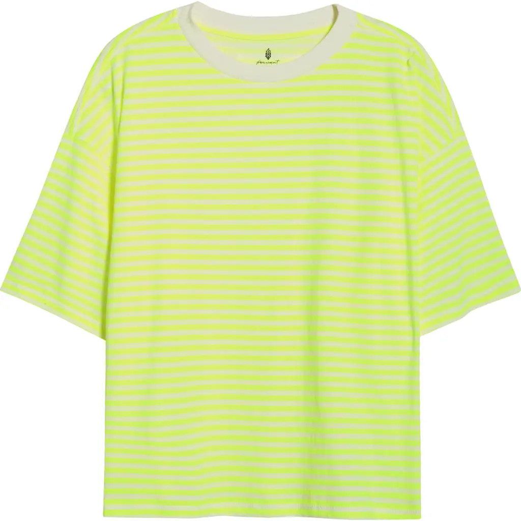 Free People FP Movement Stripe Relaxed Fit Cotton T-Shirt in Court Stripe Highlighter at Nordstrom, Size Small | Nordstrom