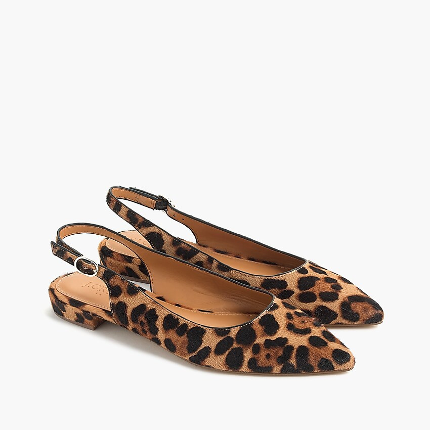 Leopard calf hair pointy-toe slingback flats | J.Crew Factory