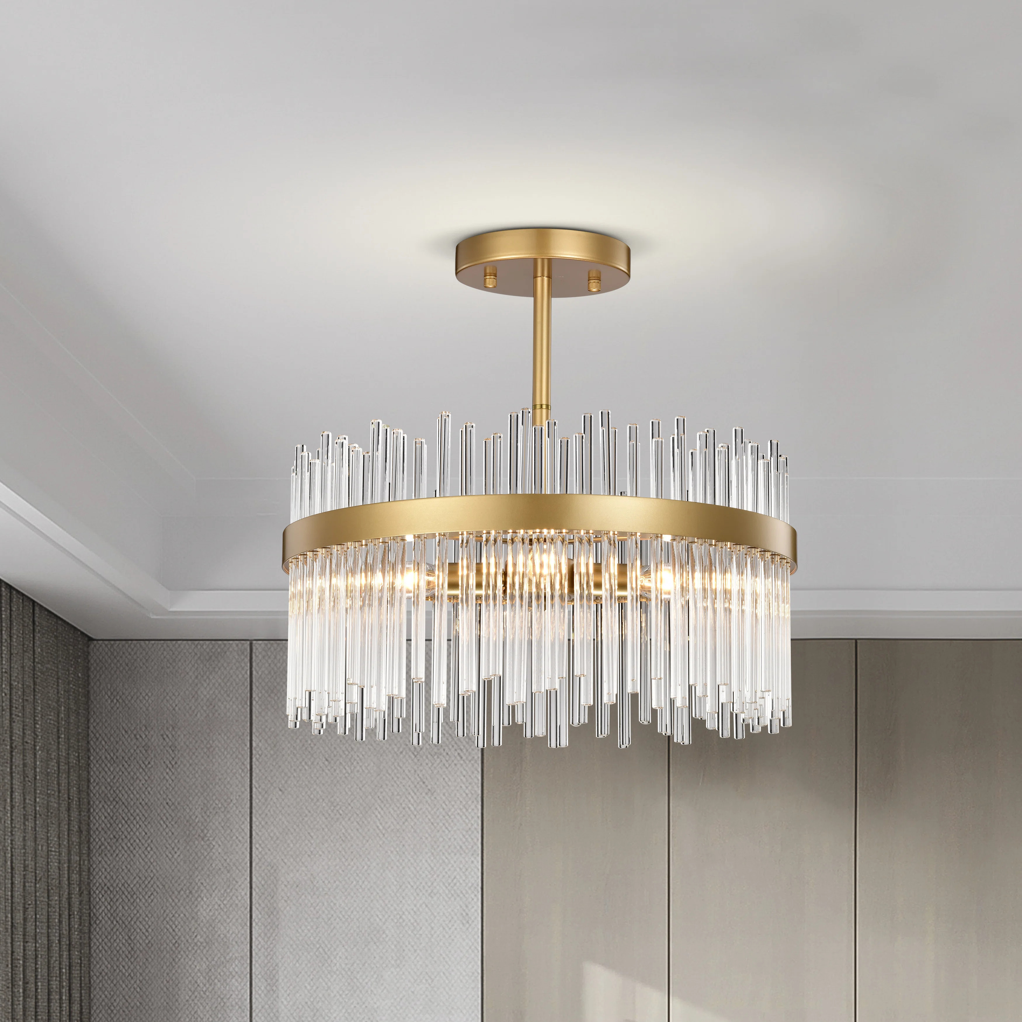 Iola 17" Glossy Bronze Drum Flush Mount with Clear Glass BarsByWilla Arlo™ Interiors5.0Rated 5 ... | Wayfair North America