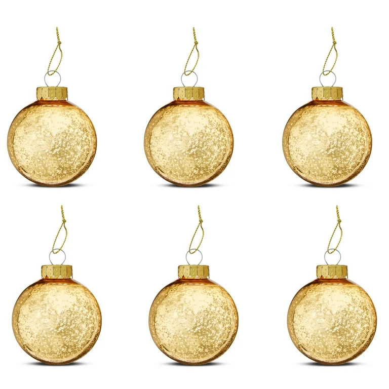 Gold Ball Christmas Ornaments, 2.5 in, 6 Count, by Holiday Time | Walmart (US)