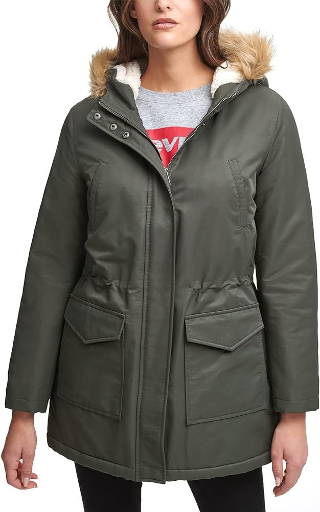 Levi's Women's Sherpa Lined Mid-Length Performance Parka Jacket (Standard and Plus) | Amazon (US)