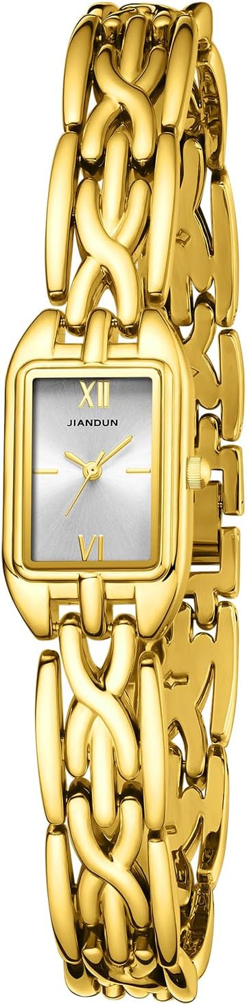 JIANDUN Classic Vintage Square Gold Tone Women Bracelet Watch with Adjustable Band, Water-Resistant | Amazon (US)