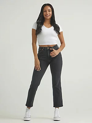 Women's Wild West High Rise Straight Jean in Black | Wrangler