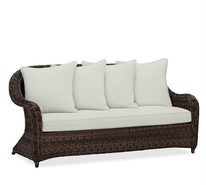Torrey All-Weather Wicker Roll Arm 77" Sofa, Espresso | Pottery Barn (US)