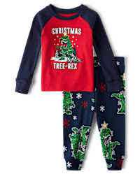 Unisex Baby And Toddler Matching Family Glow Christmas Tree-Rex Snug Fit Cotton Pajamas - tidal | The Children's Place