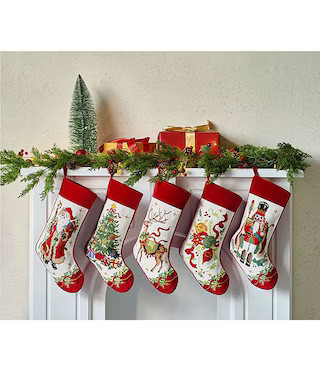 Peking Handicraft Tree with Presents Embroidered Needlepoint Holiday Stocking | Dillard's | Dillard's