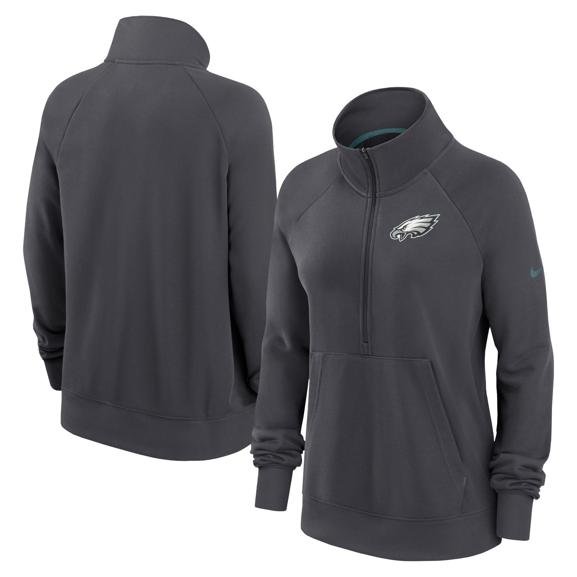 Women's Philadelphia Eagles Nike Charcoal Premium Raglan Performance Half-Zip Sweatshirt | NFL Shop