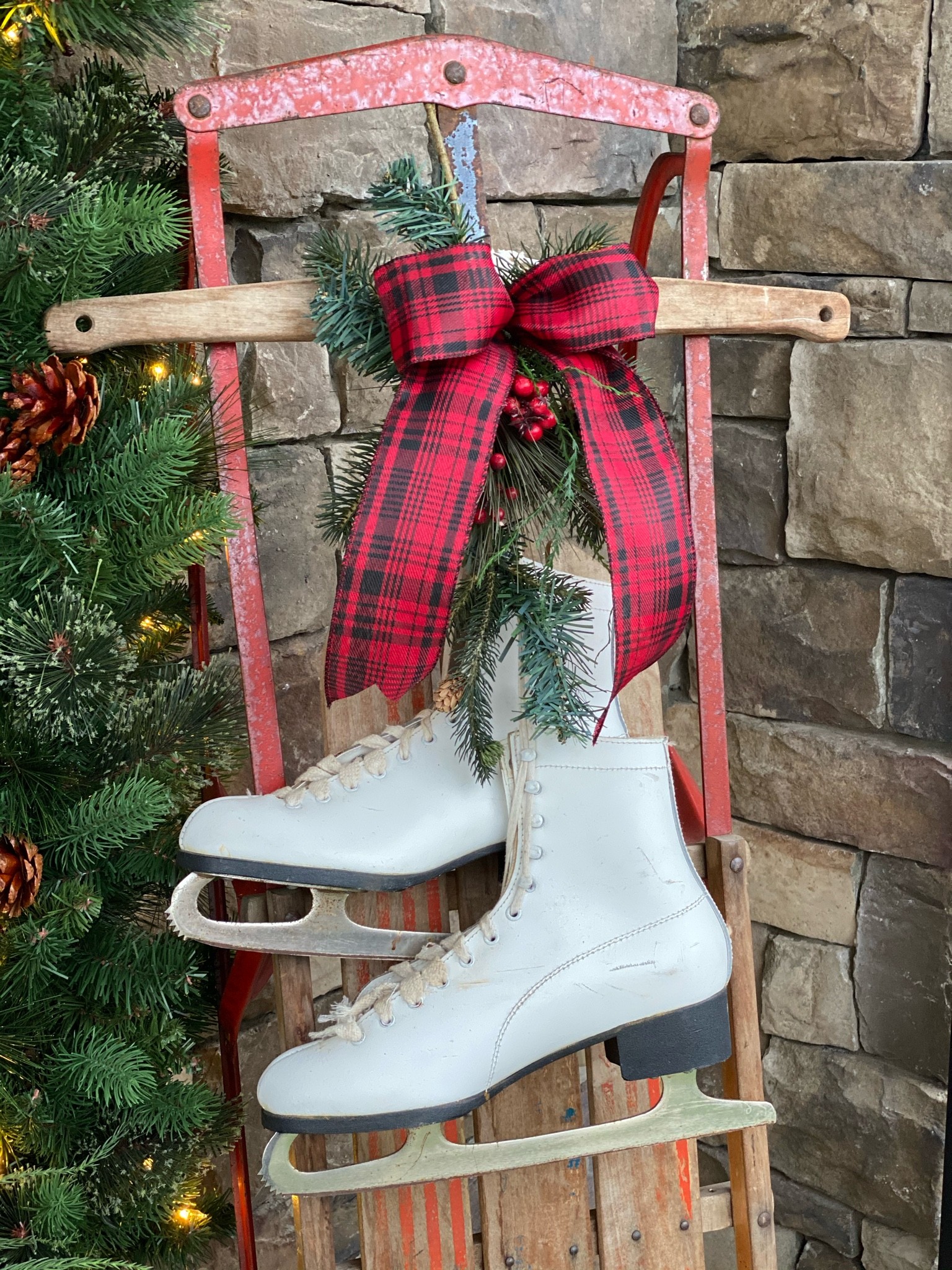 Get everything you need to make this super easy bow for your holiday decor. Update your old greenery or decorating pieces with a new pretty Christmas bow. Rad and black Buffalo check wired ribbon is a classic style. Easy to follow directions on the blog. Link profile. #Christmasdecorating #diyholidaydecor #diybow

#LTKHoliday #LTKhome #LTKSeasonal