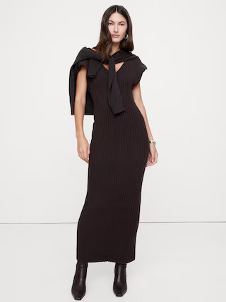 Merino-Cotton Maxi Dress with Open Back | Banana Republic (US)