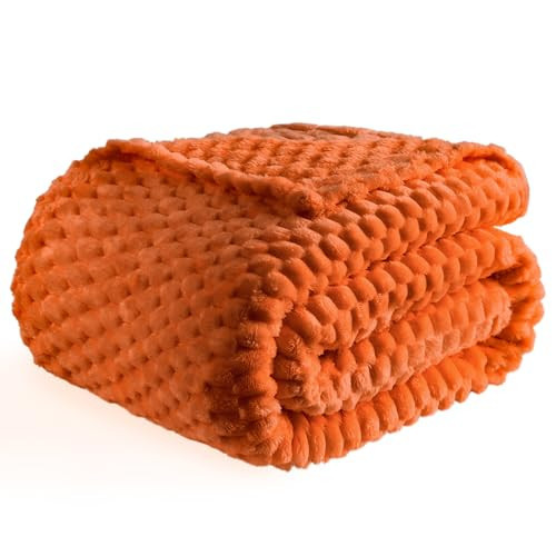 Bnuitland Orange Flannel Throw Blanket (50X40 inches), 300 GSM Fleece Cozy Warm Soft Lightweight Bed Sofa Blanket for Babys and Pets, Suitable for All Seasons | Amazon (US)