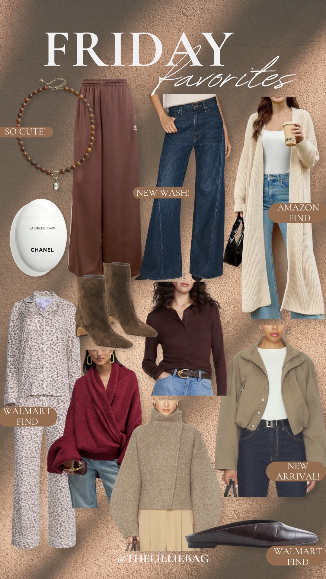 Friday Favorites are here!! 🍂 A few pieces I think you're going to LOVE this week! The lace-trim pants, viral satin top, new denim washes + Adidas pants that are ON SALE right now! And can we talk about that burgundy jacket?! 😍 So many good fall pieces, from casual everyday outfits to things you can dress up!

Jeans. Denim. Cardigan. Fall style.